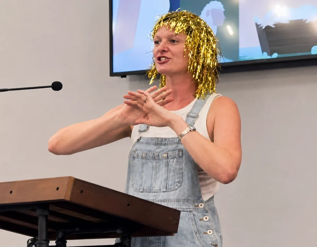Anna Ware delivering a school wellbeing program